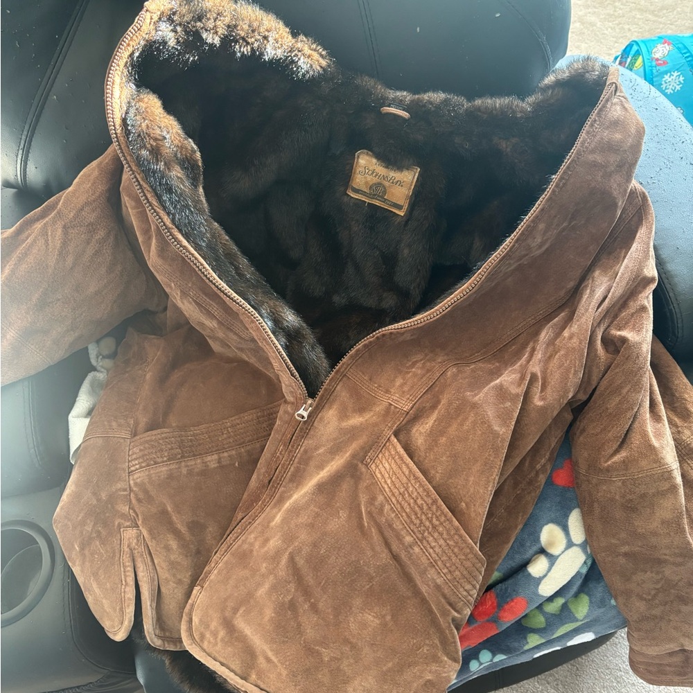 St. John's Bay Brown Leather Jacket Cozy Plush Lining